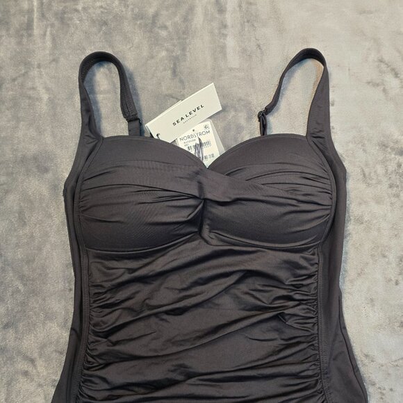 Sea Level Black Twist Front One Piece Swimsuit Women’s 8 Sustainable NWT - Picture 9 of 15